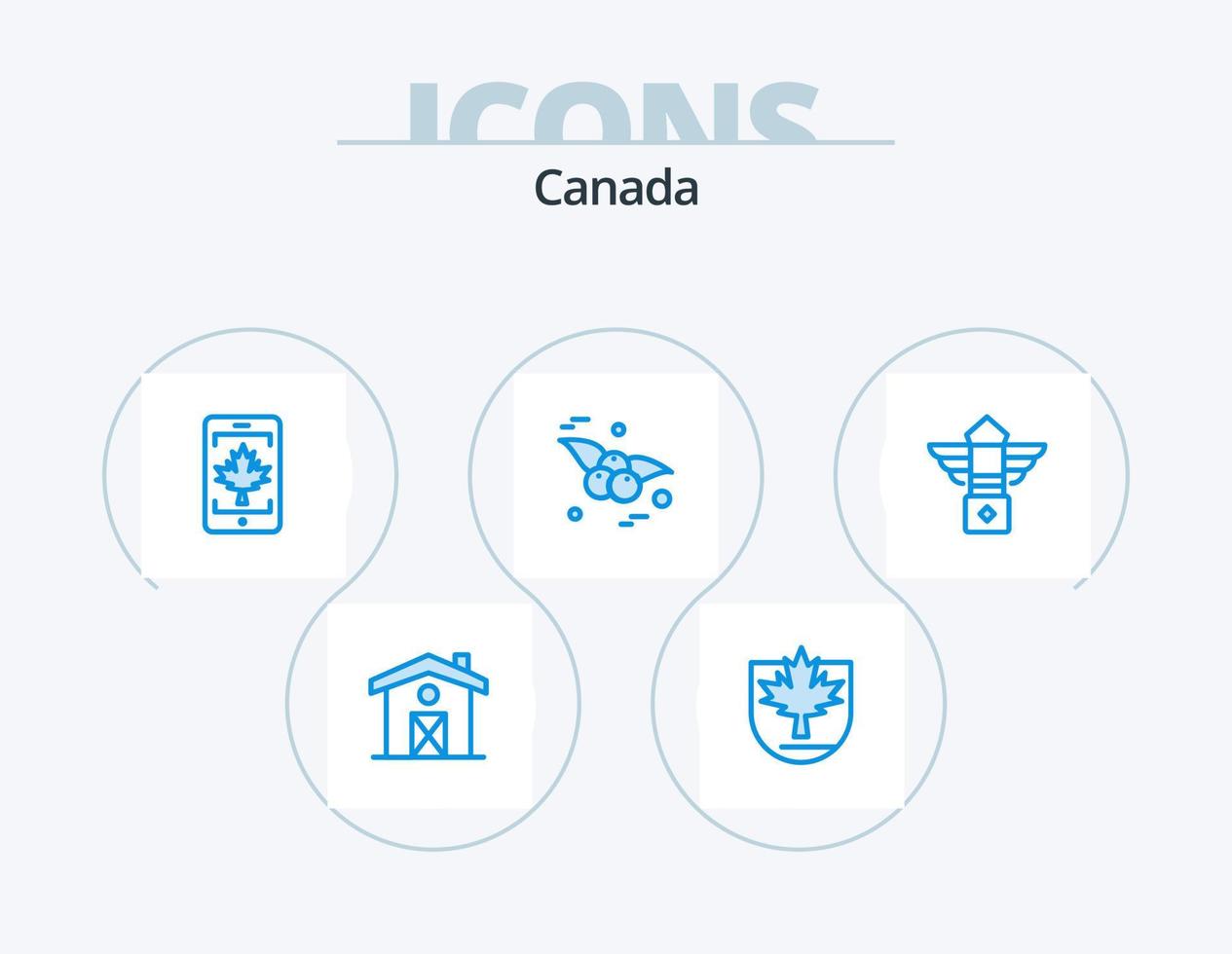 Canada Blue Icon Pack 5 Icon Design. canada. light. cell. street. food vector