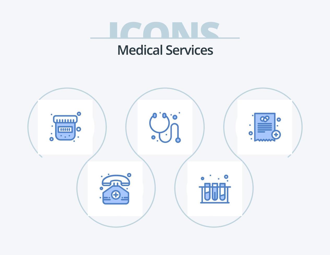 Medical Services Blue Icon Pack 5 Icon Design. medicine. hospital. bottle. doctor. medical vector