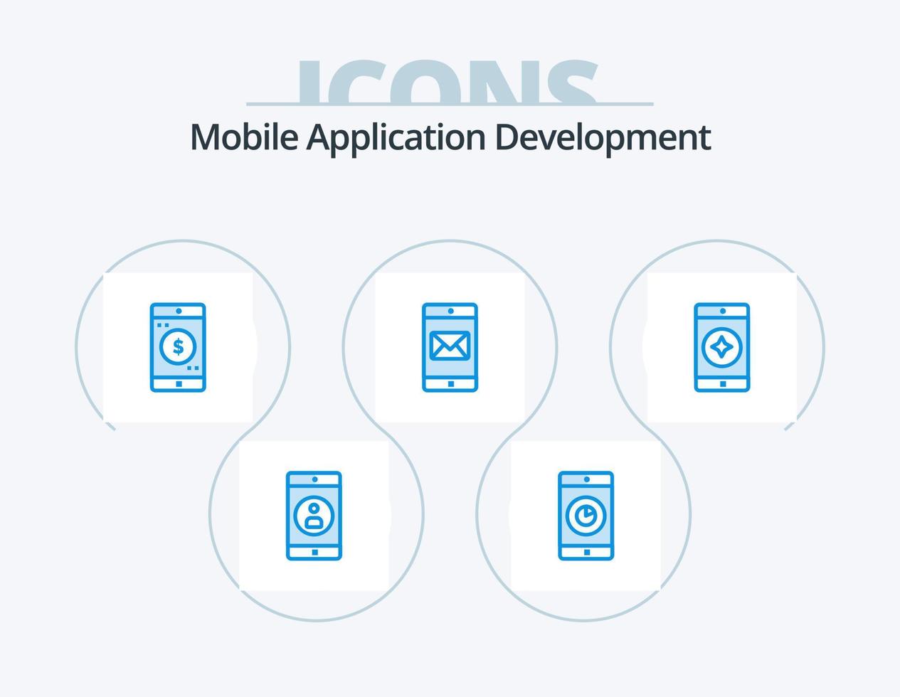 Mobile Application Development Blue Icon Pack 5 Icon Design. mobile. mail. application. mobile application. application vector