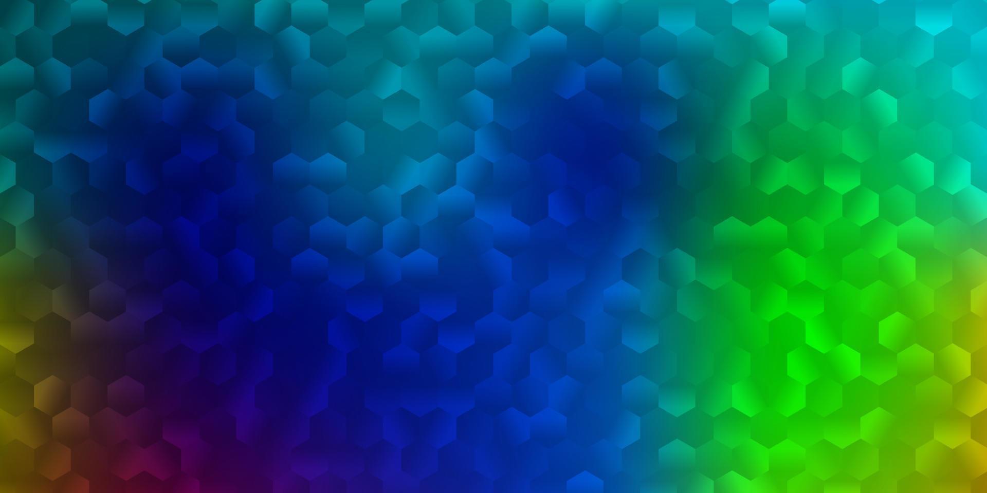 textura de vector multicolor claro con hexágonos de colores.