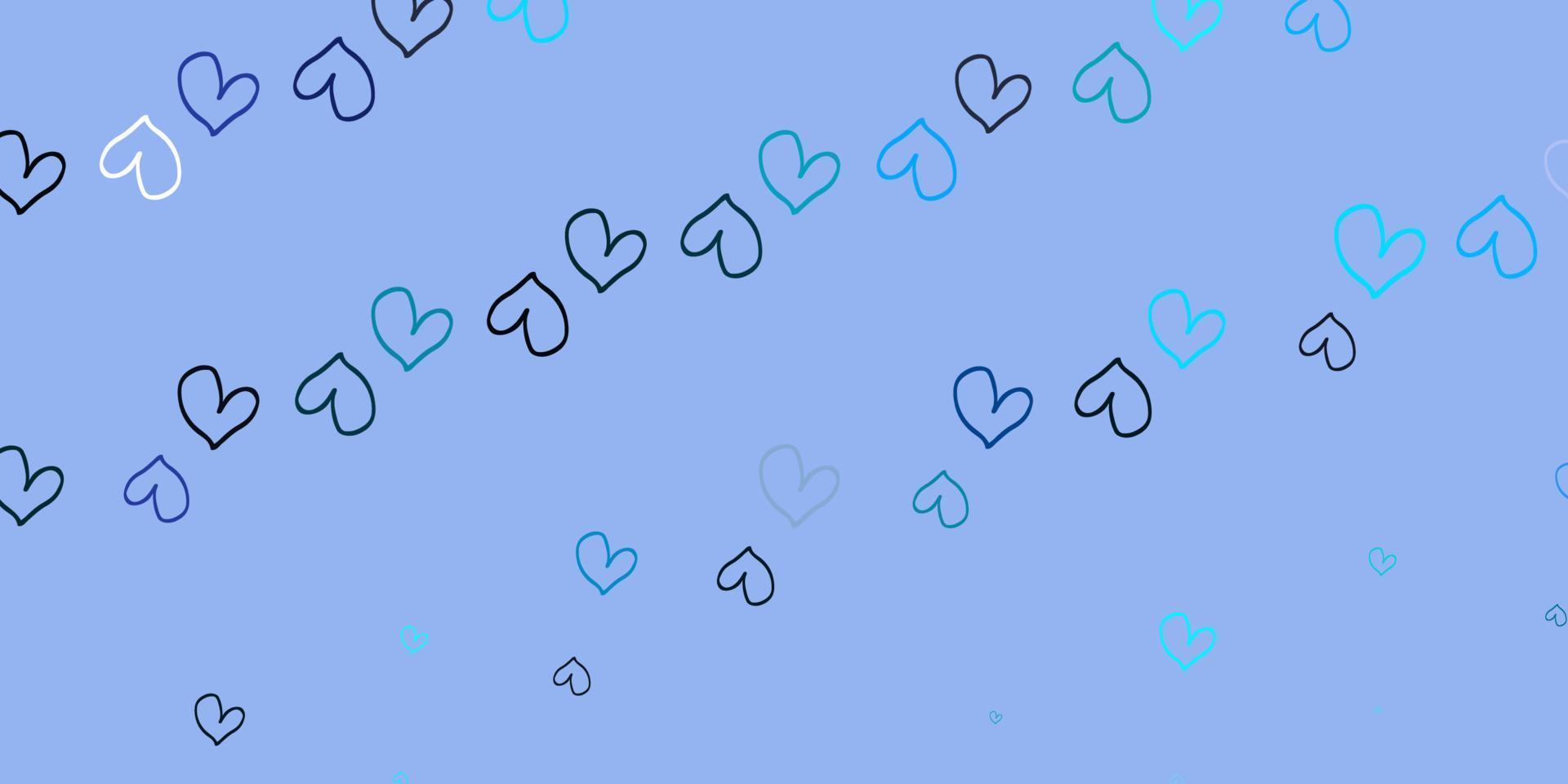 Light Pink, Blue vector pattern with colorful hearts.