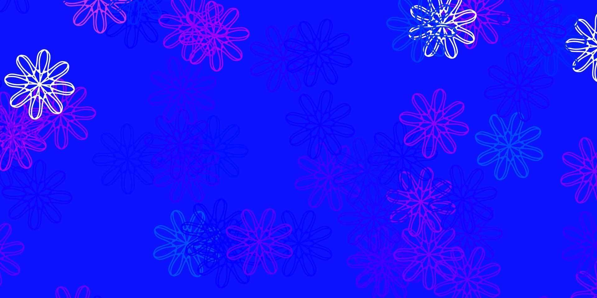 Fondo de doodle de vector rosa claro, azul con flores.