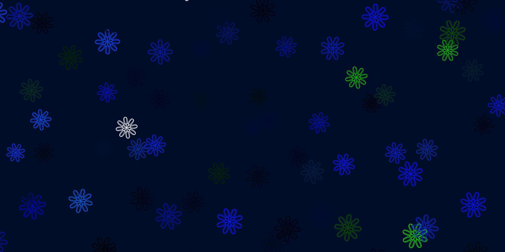 Light Blue, Green vector doodle background with flowers.