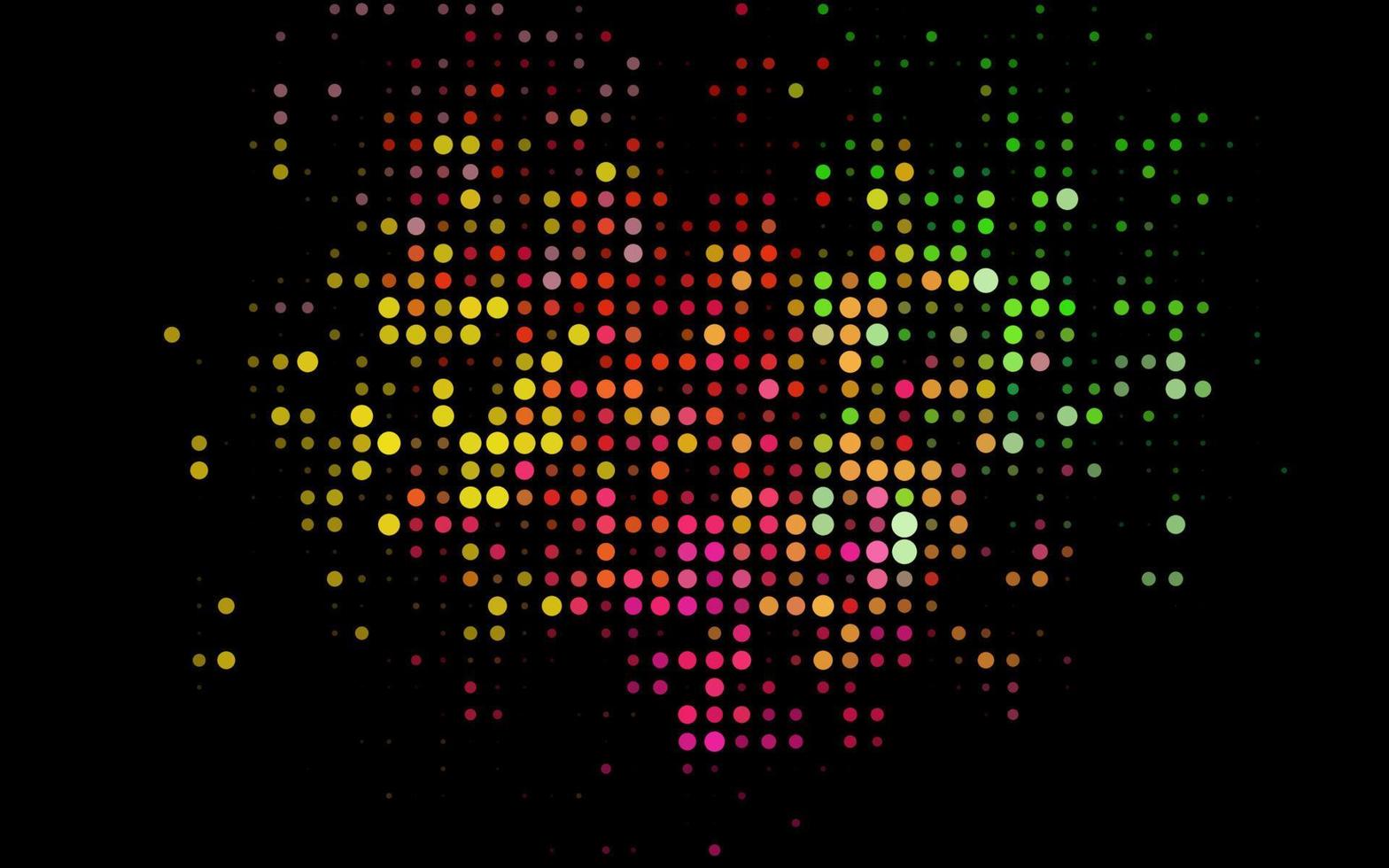 Fondo de vector de arco iris multicolor oscuro con burbujas.