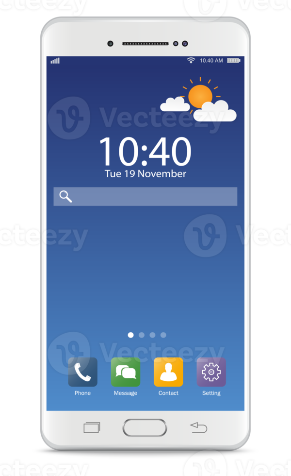 smartphones wit. nieuw realistisch mobiel smartphone modern stijl. smartphone met ui pictogrammen geïsoleerd..png png