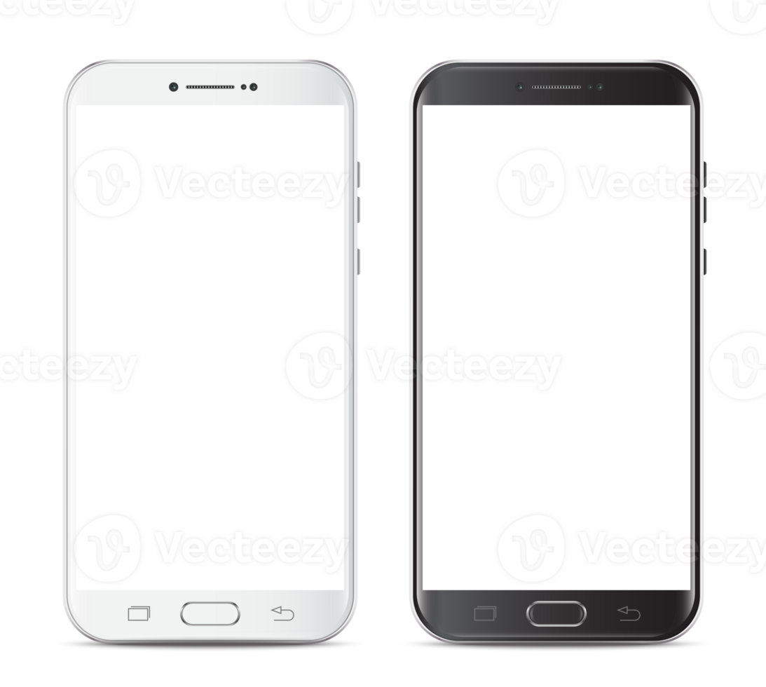 Modern realistic black and white smartphone. Smartphone with isolated. png