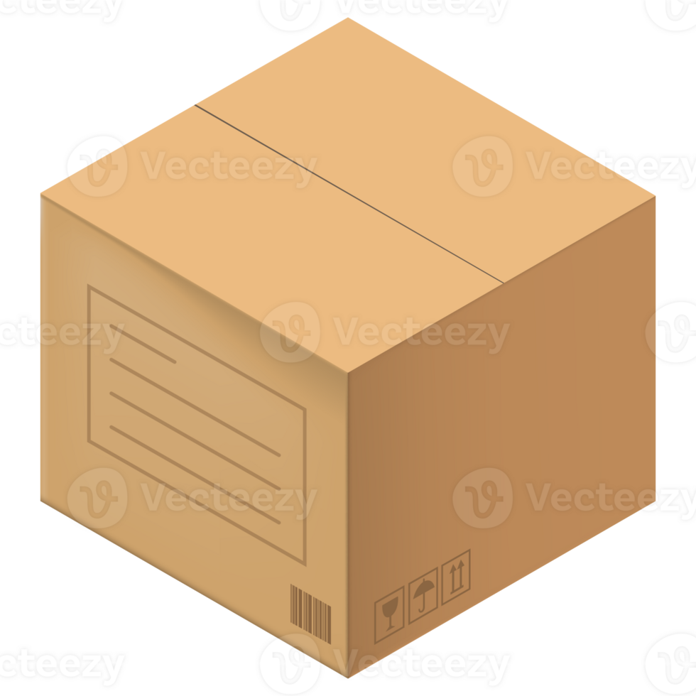 Closed cardboard box isolated png