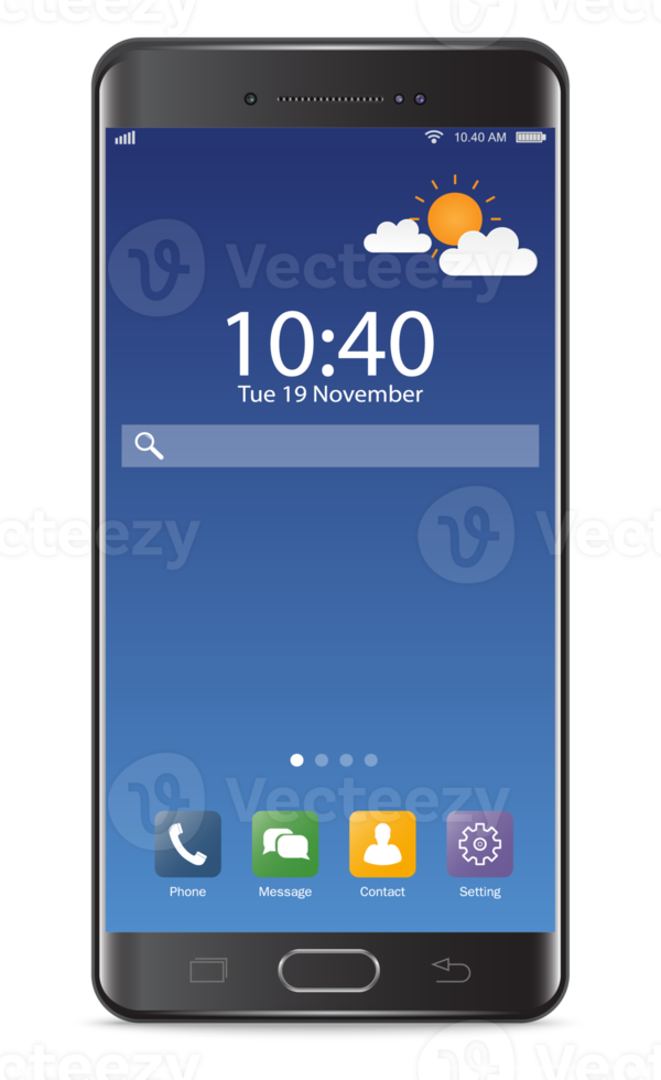 smartphones zwart. nieuw realistisch mobiel smartphone modern stijl. smartphone met ui pictogrammen geïsoleerd. png