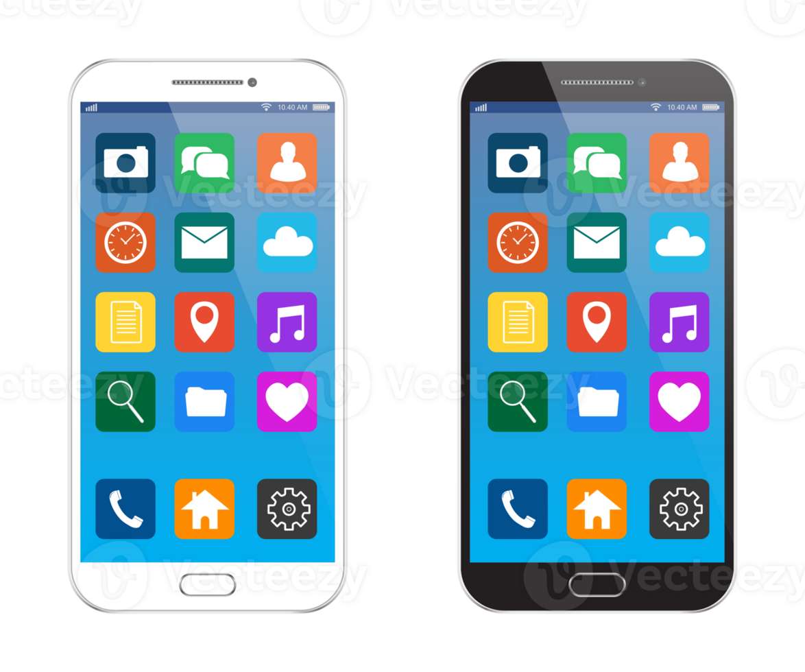 New realistic mobile smart phone black and white modern style