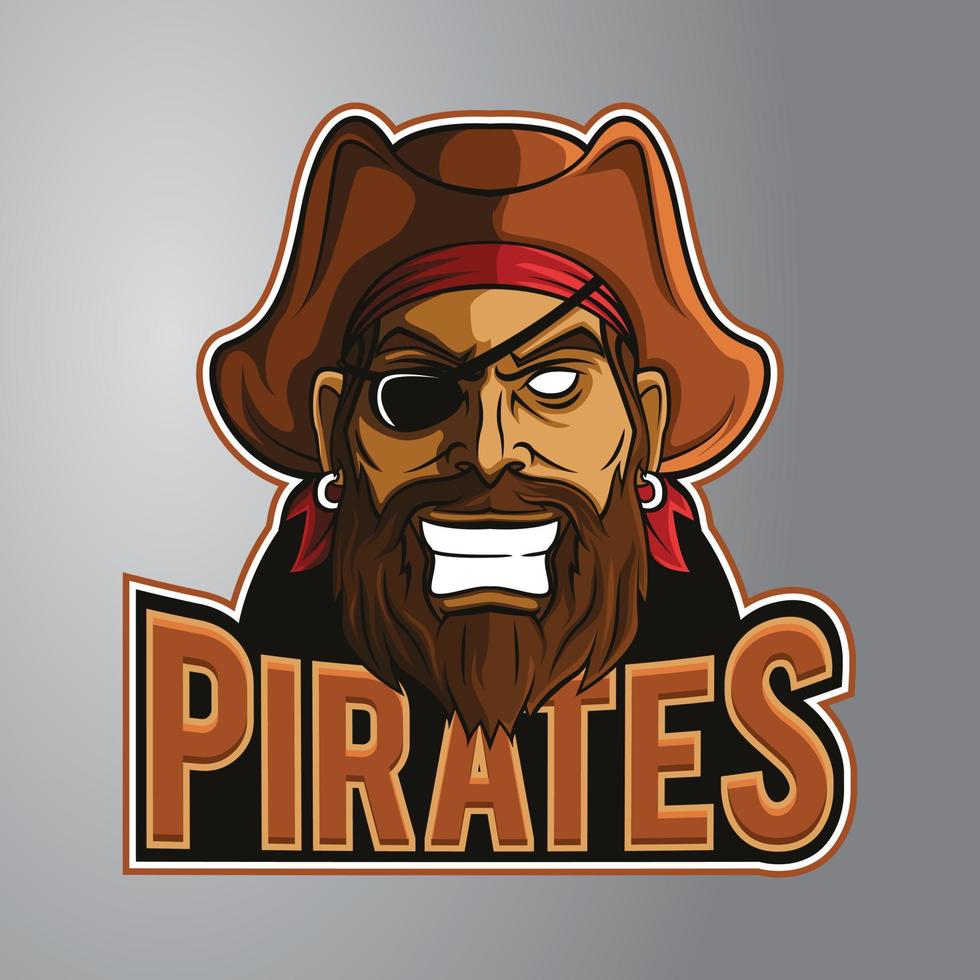 logotipo de la mascota de la cabeza de piratas vector