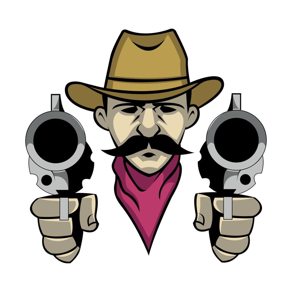 Cowboy Shoot With The Gun vector