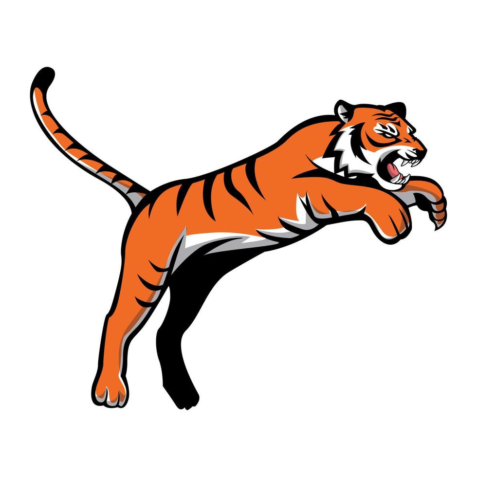 Jumping Tiger Vector Illustration Design