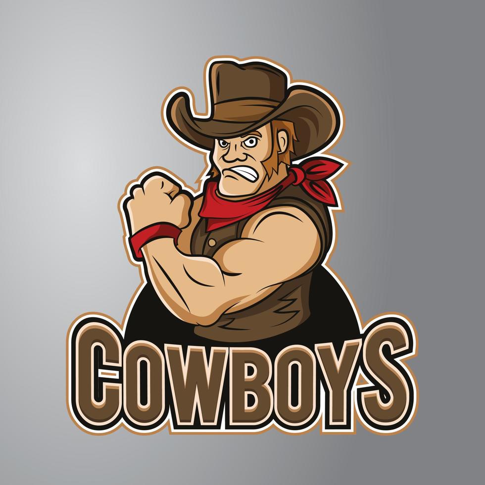 Cowboy Angry Mascot Logo vector