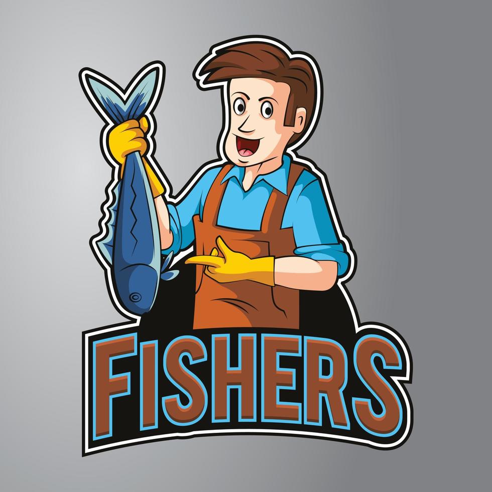 logotipo de la mascota de los pescadores vector