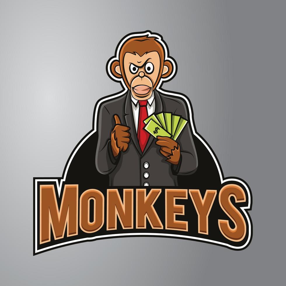 logotipo de la mascota del negocio de los monos vector