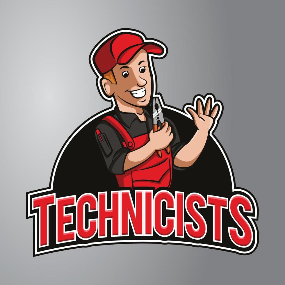 logotipo de la mascota de los técnicos vector