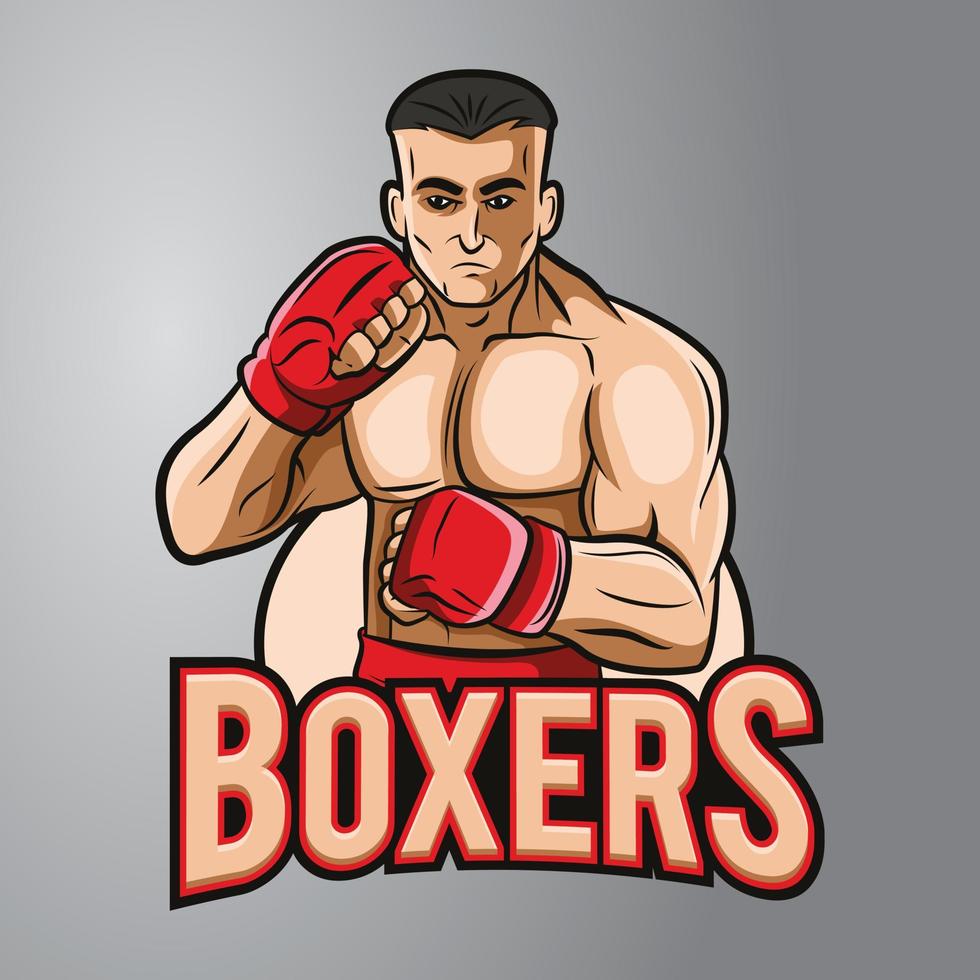 logotipo de la mascota del boxeador vector