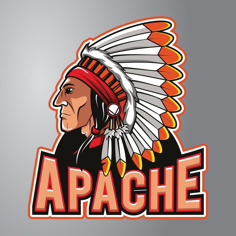 logotipo de la mascota apache vector