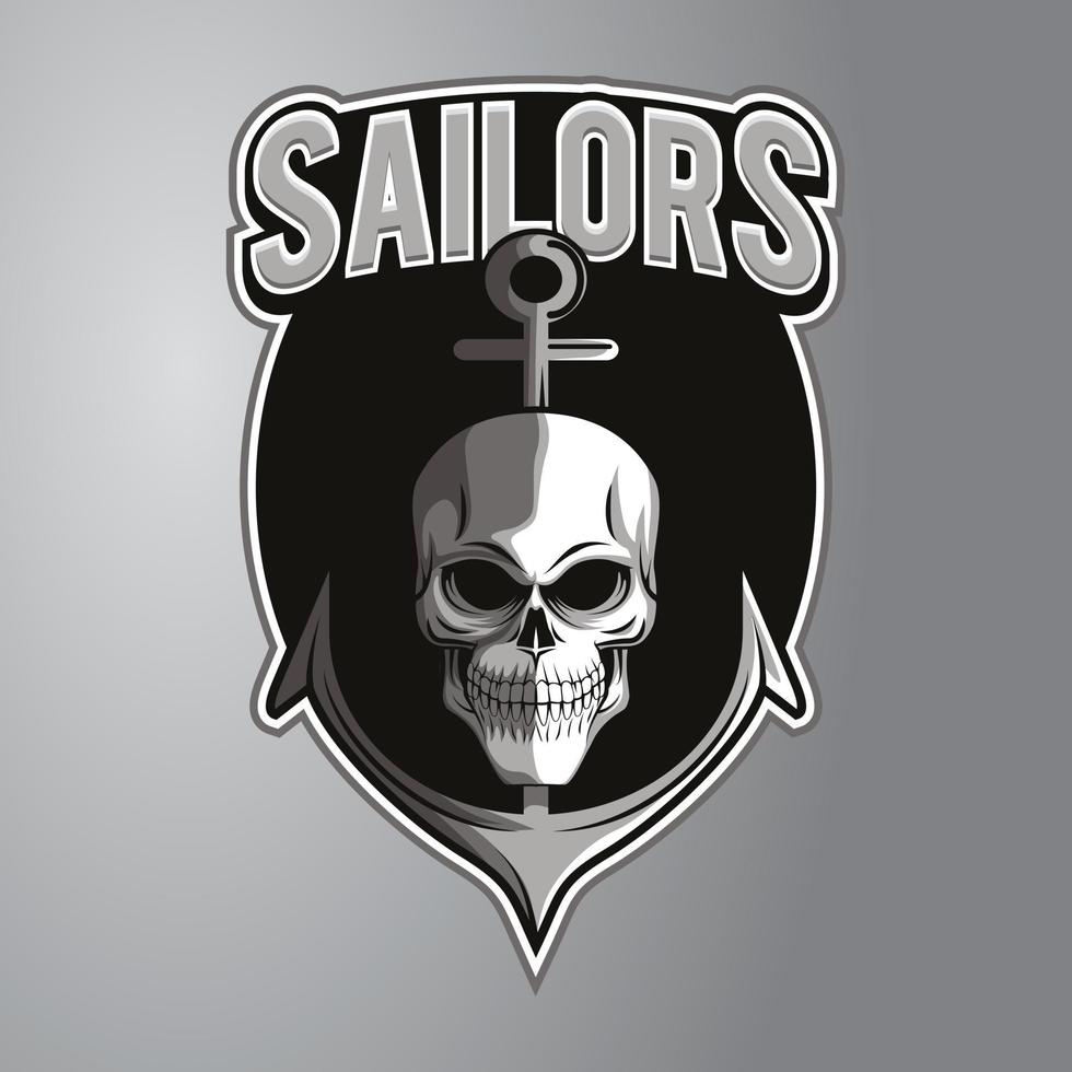 Sailor Skull Anchor Logo vector