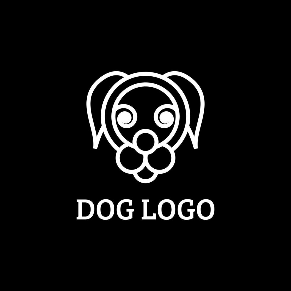 el logotipo tiene la forma de una línea que forma la vista frontal de la cabeza del perro. vector