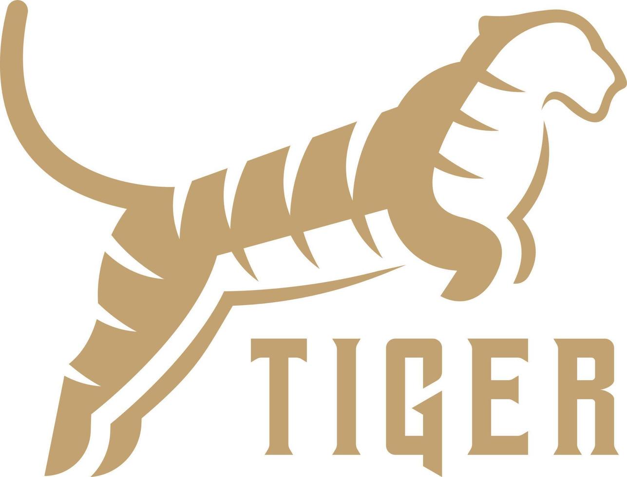 Minimalist Jumping Tiger logo, suitable for various creative business orientations. vector