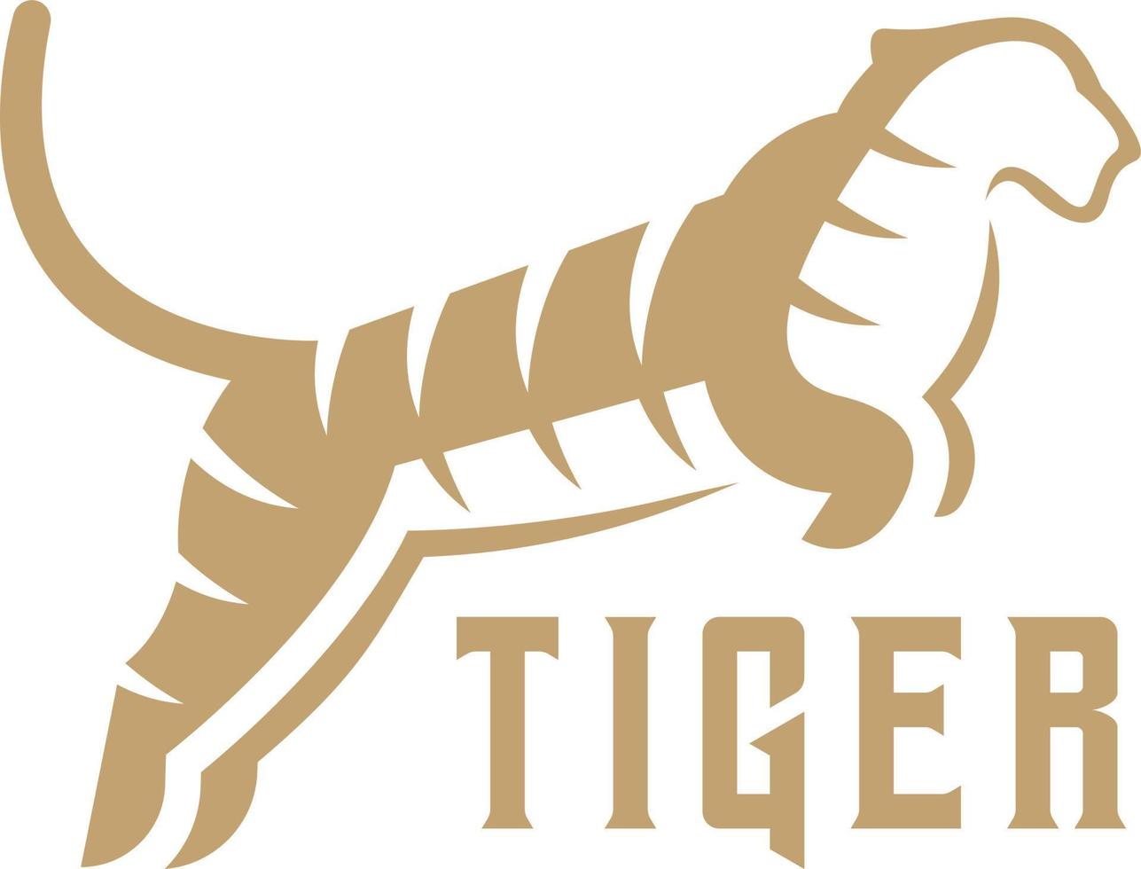 Minimalist Jumping Tiger logo, suitable for various creative business orientations. vector