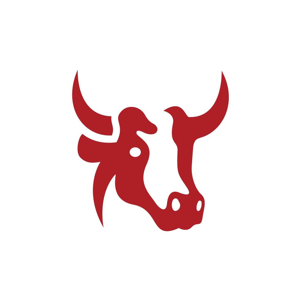 logotipo de toro rojo minimalista, adecuado para muchas orientaciones comerciales elegantes. vector