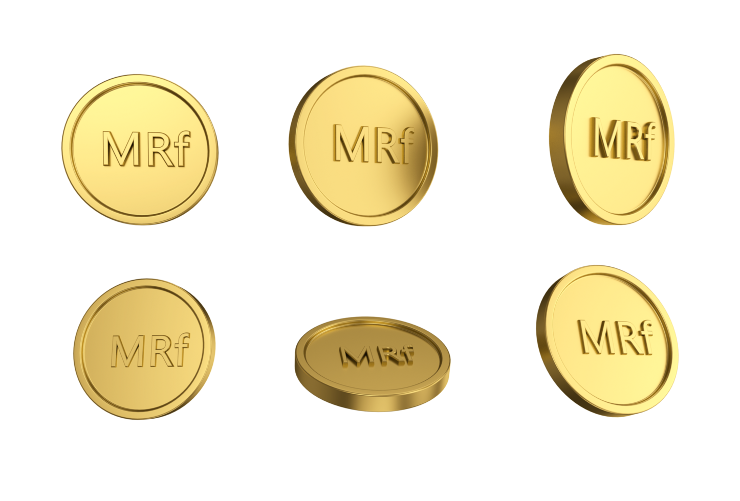 3d illustration Set of gold Maldivian rufiyaa coin in different angels png