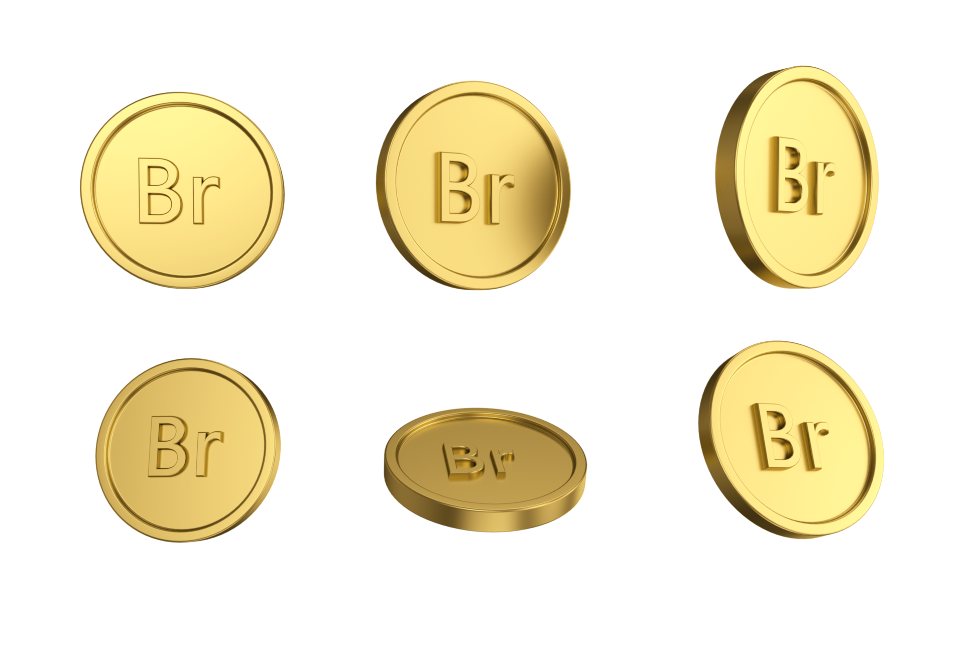 3d Illustration Set Of Gold Ethiopian Birr Coin In Different Angels 3d-illustration-set-of-gold-ethiopian-birr-coin-in-different-angels