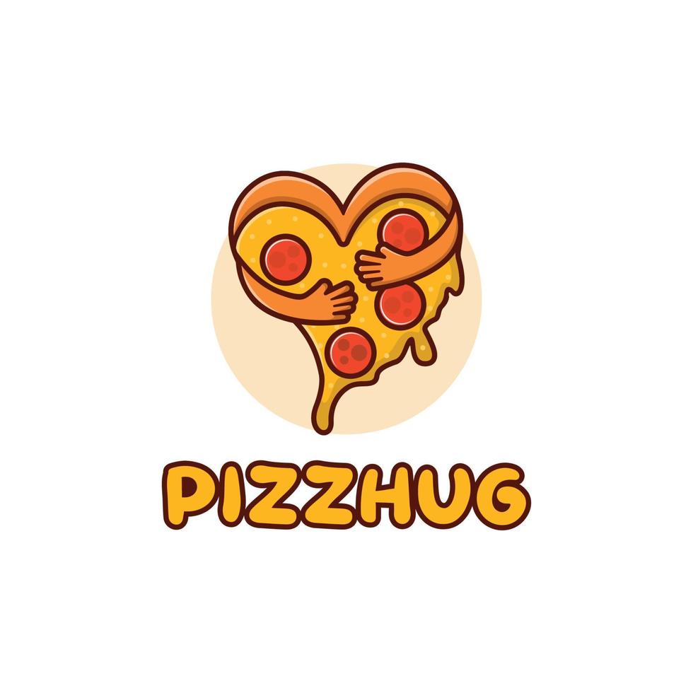 me encanta la pizza y el logo del abrazo vector