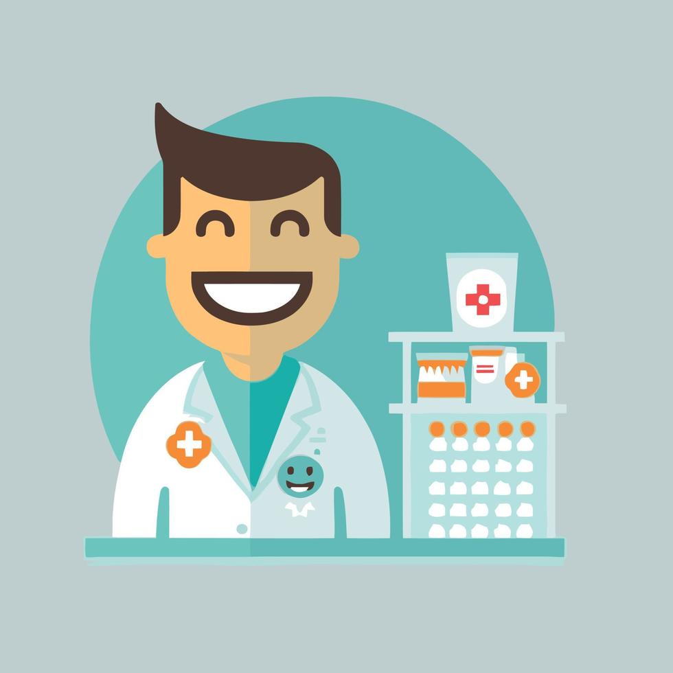 pharmacist person working in a drugstore vector