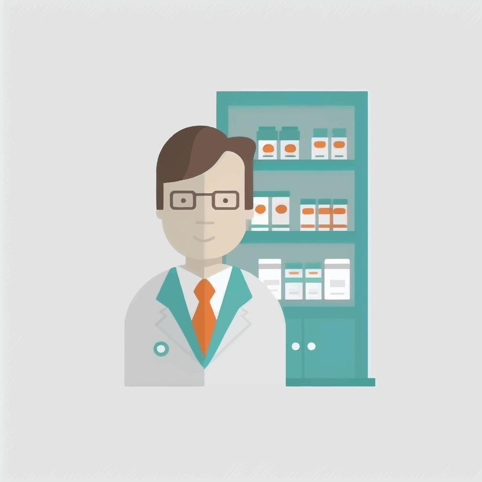 pharmacist person working in a drugstore vector