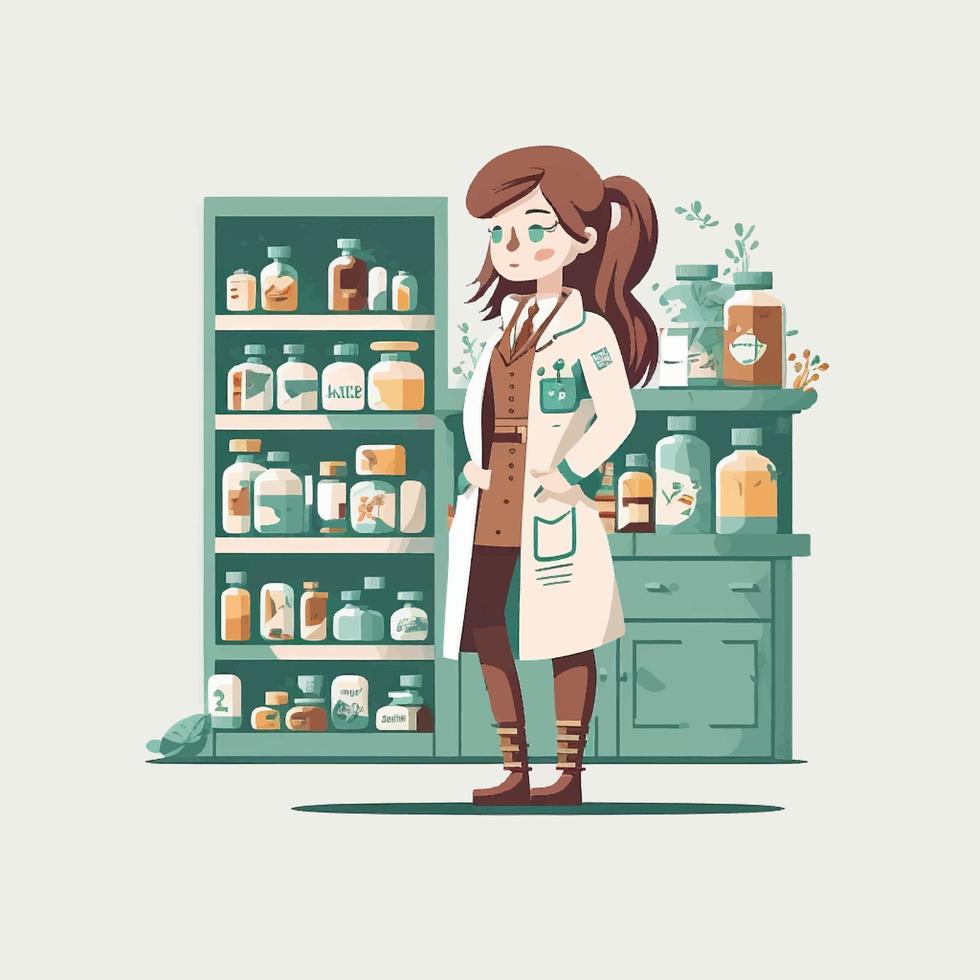 pharmacist person working in a drugstore vector