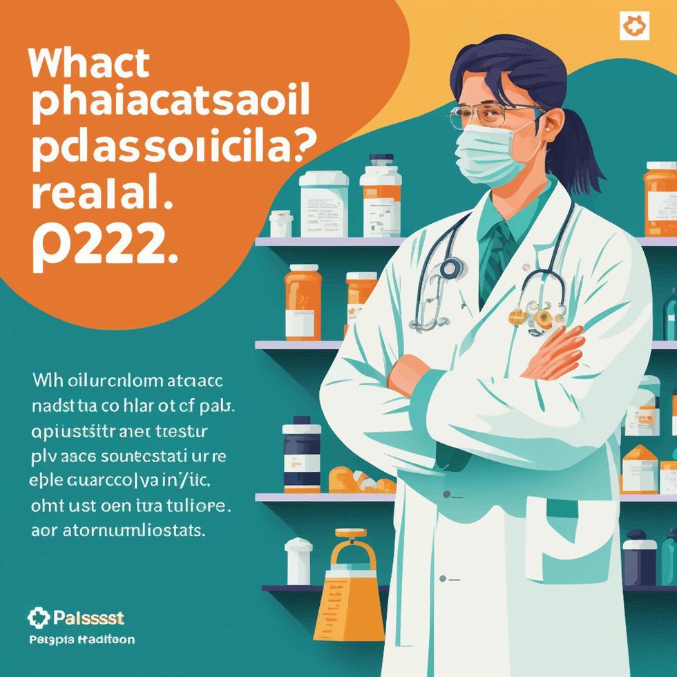 pharmacist working in a drugstore and spaces for tex vector