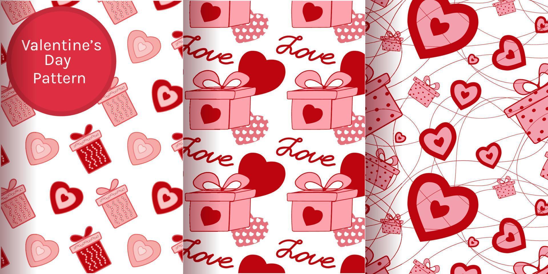 patrón sin costuras con corazones y regalos. ilustración vectorial estampado romántico para el día de san valentín. vector