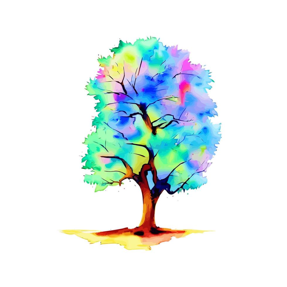 Watercolor Woodland Country Tree vector