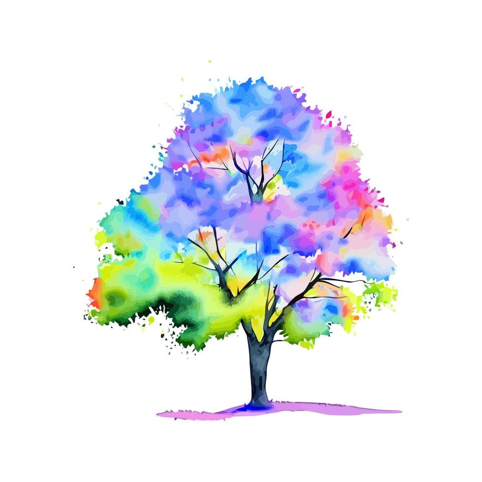 Bushy Woodland Watercolor Foliage Tree vector