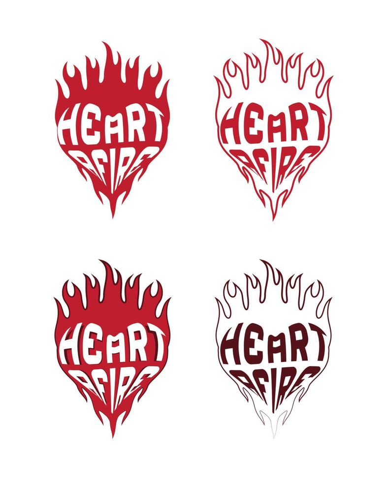 Heart Afire Typography With Flaming Heart Vector Design for Sticker, Tattoo and Merchandise Needs