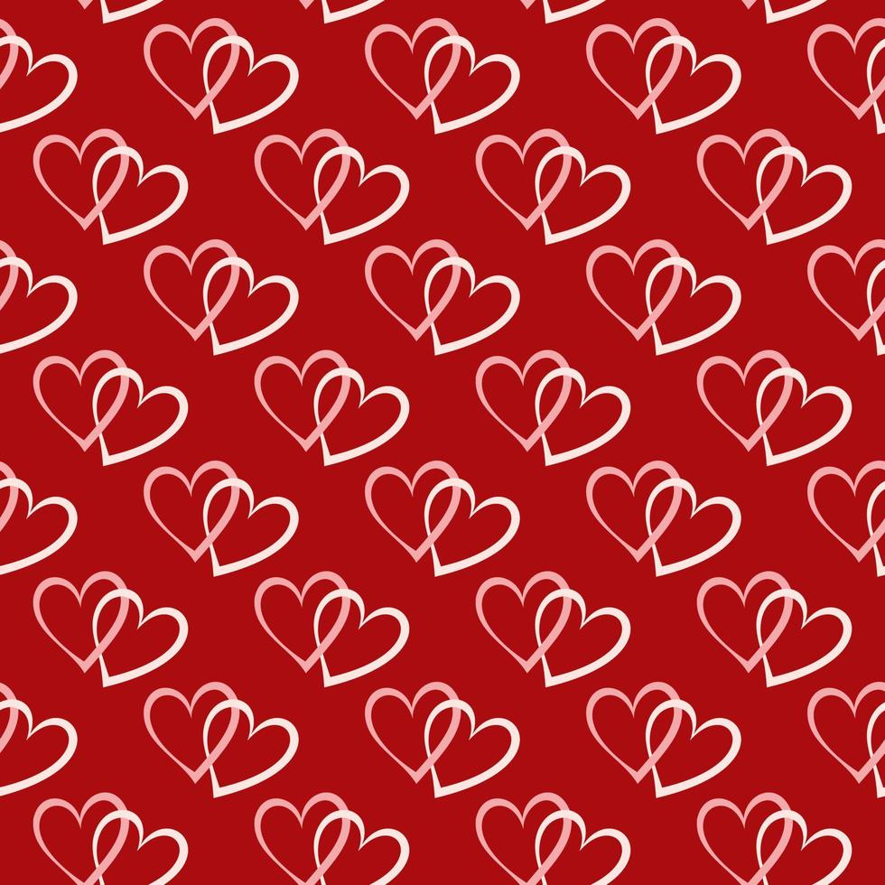 Seamless pattern of hand drawn intertwine hearts. Design for Valentines Day, mothers day celebration, greeting card, home, baby shower, nursery decor, scrapbooking, paper craft textile, print. vector