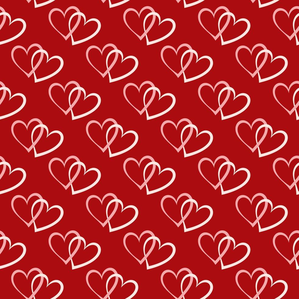 Seamless pattern of hand drawn intertwine hearts. Design for Valentines Day, mothers day celebration, greeting card, home, baby shower, nursery decor, scrapbooking, paper craft textile, print. vector