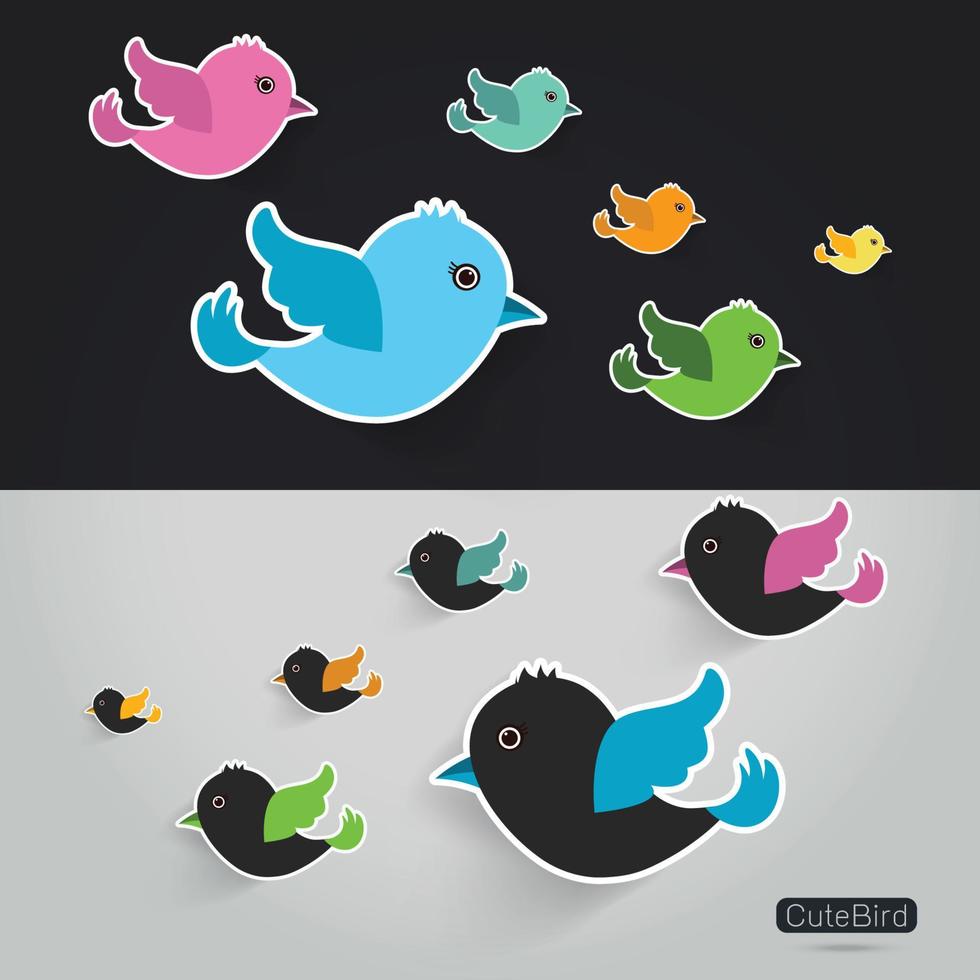 Set of cute birds vector