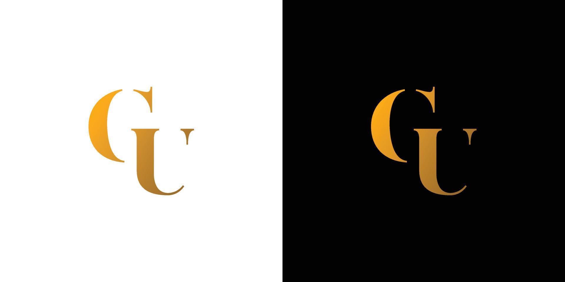 diseño de logotipo inicial de letra gu simple y lujoso vector