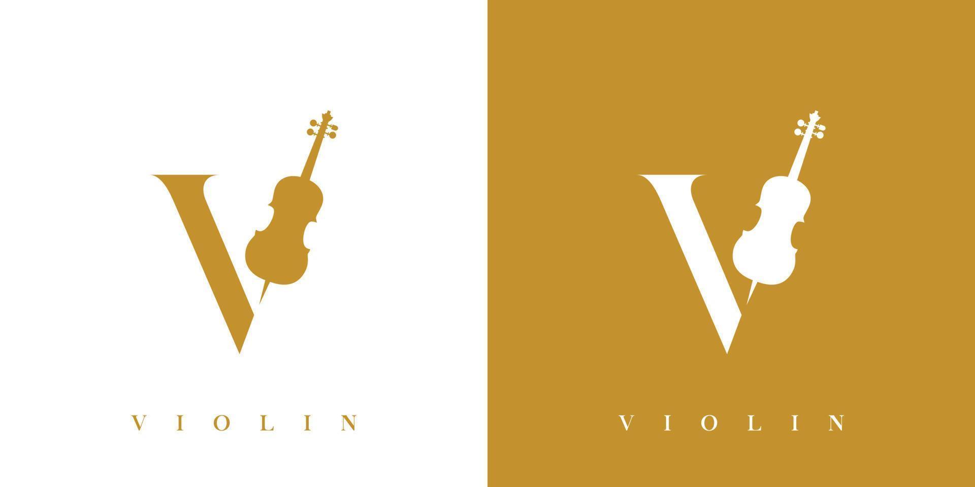 Modern and unique  V letter initial violin logo design vector