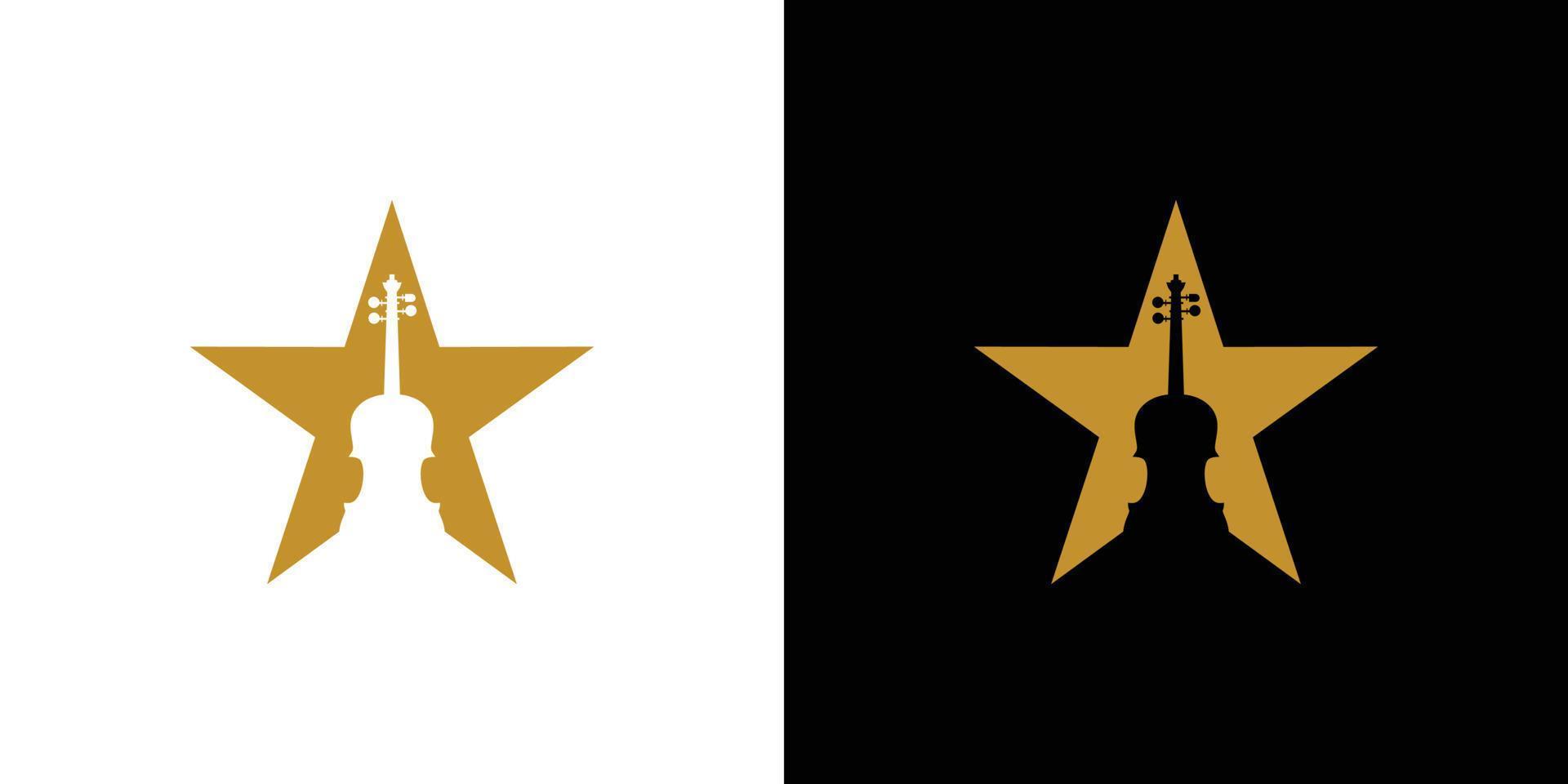 Simple and modern violin star logo design vector