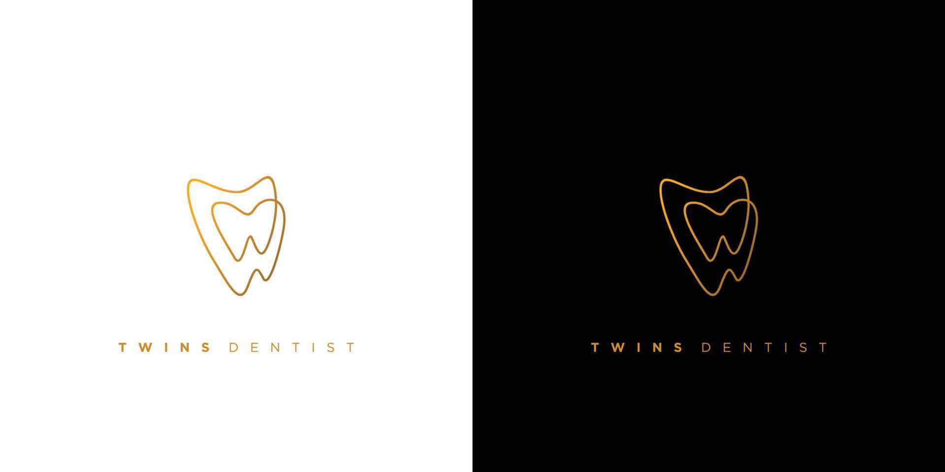 Unique and modern twins teeth logo design vector