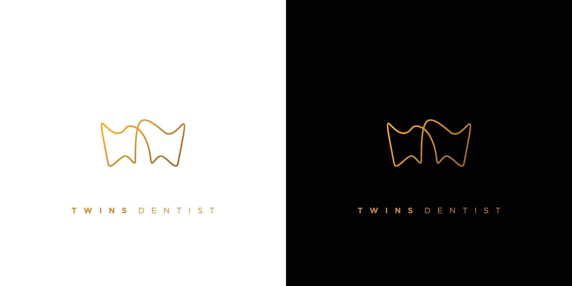 Unique and modern twins teeth logo design 2 vector