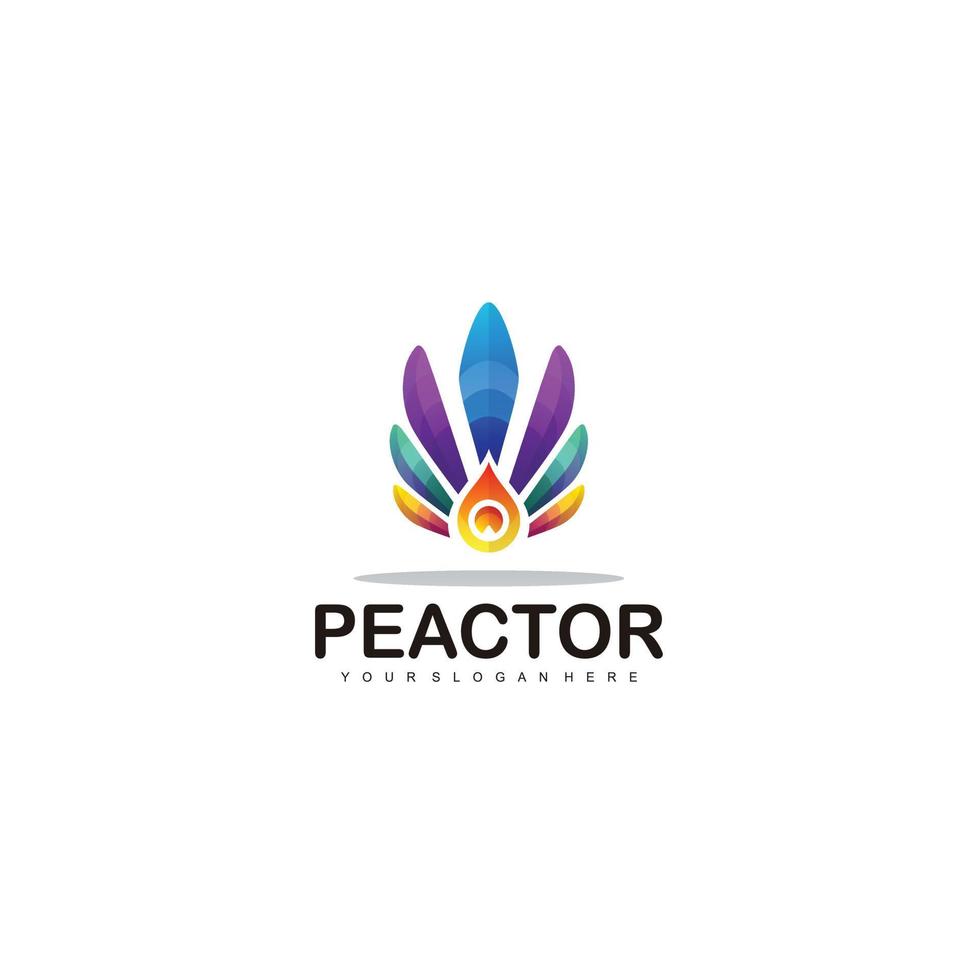 peacock tail logo template gradient color icon vector