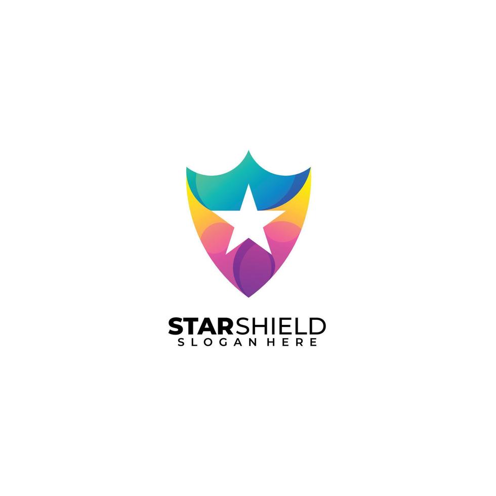 vector de ilustración de color degradado de logotipo de escudo de estrella