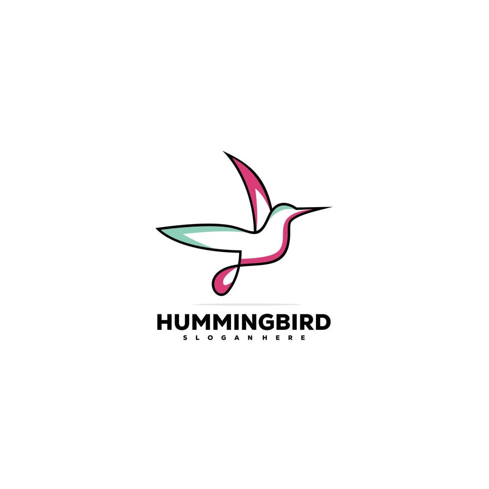 humming bird line logo template logo color vector