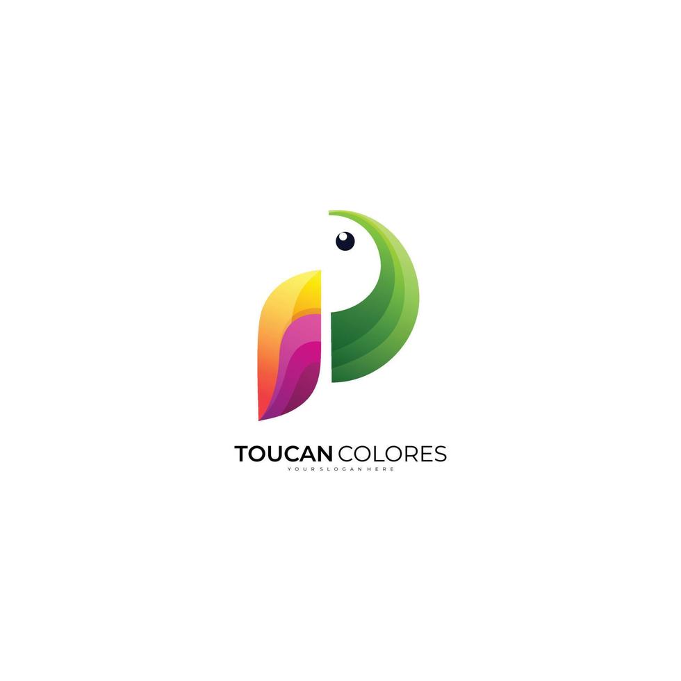 icono de ilustración de logotipo de plantilla de color de tucán vector